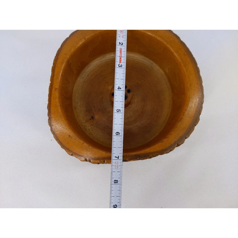 Vintage Nutcracker Set Brown Live Edge Wood Bowl Metal Tools Rustic Cabin